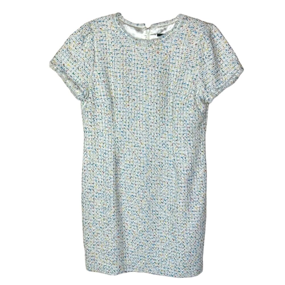Alex Marie Confetti Metallic Sequined Luxury Quality Dress - WHITE BLUE YELLOW